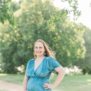 Greek Goddess V Neck Pleated Maternity Dress